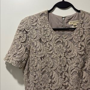BURBERRY neutral dress silk and lace